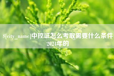 深圳中控证怎么考取需要什么条件2024年的